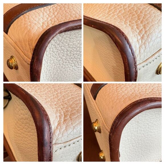 DOONEY & BOURKE - Vintage All Weather Leather (AWL) Shoulder Bag/Cream & Brown - Picture 13 of 16